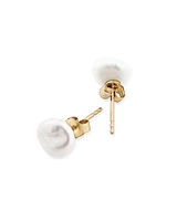 7-8mm Studs with Cultured Freshwater Baroque Pearls in 10kt Yellow Gold