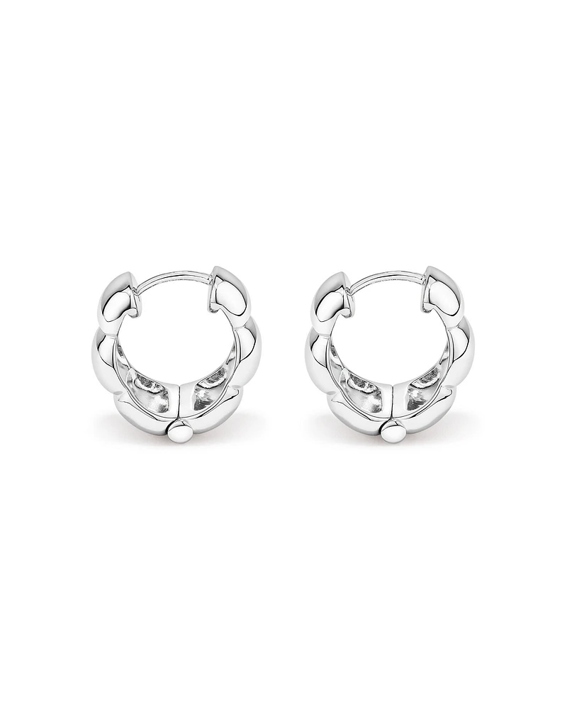 Boucles D'Oreilles Créoles Coussin Effilé En Argent Sterling