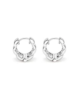 Tapered Pillow Hoop Earrings in Sterling Silver