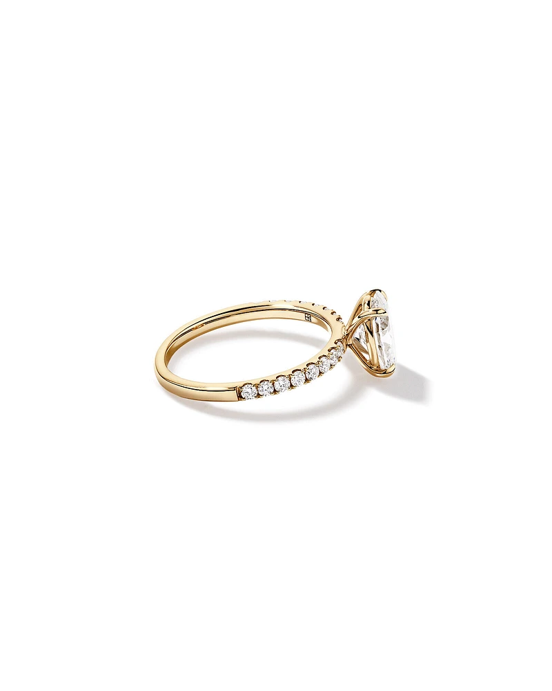 1.81 Carat TW Oval Lab-Grown Diamond Side Accent Engagement Ring in 14kt Yellow Gold