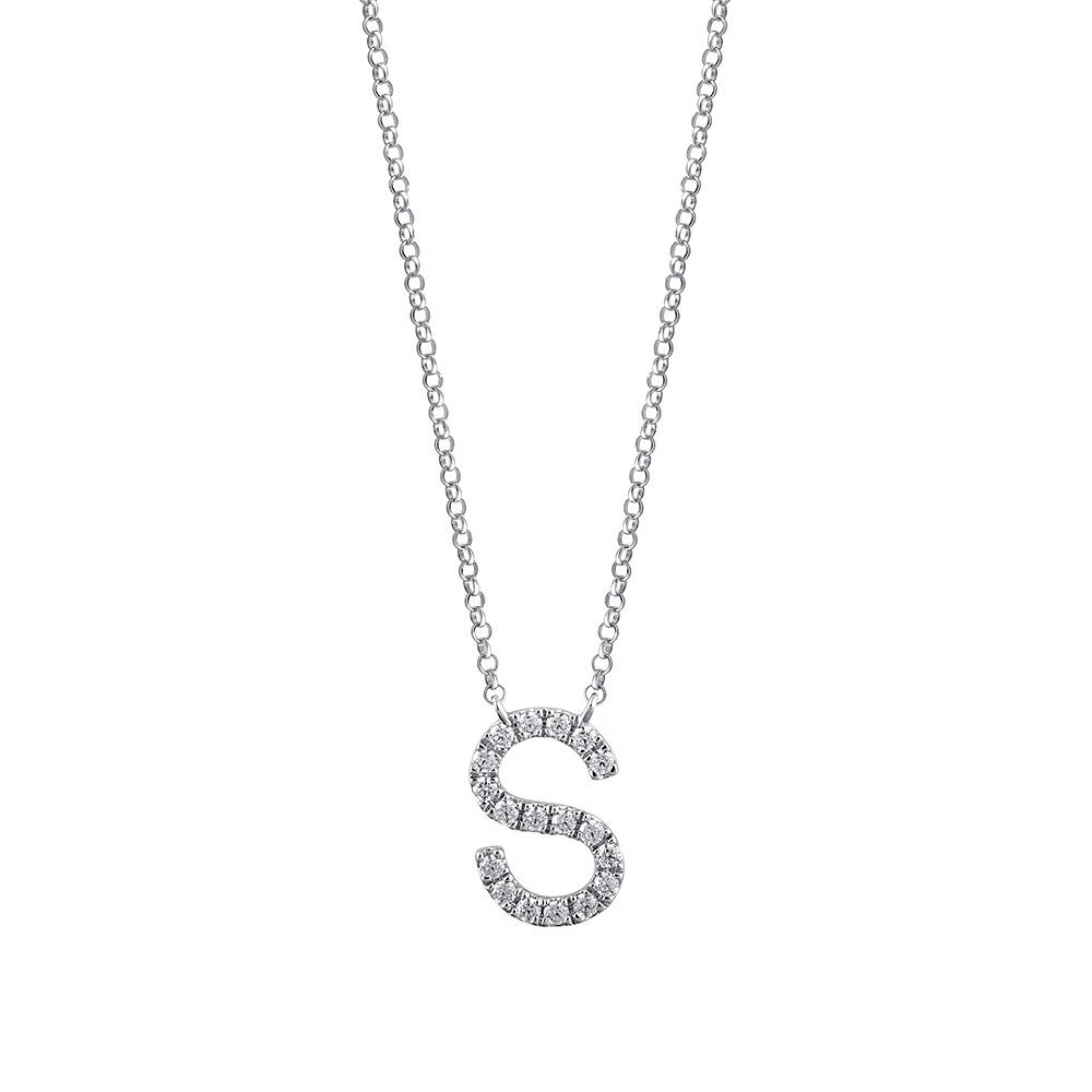 A' Initial necklace with 0.10 Carat TW of Diamonds in 10kt White Gold