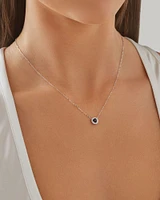 Halo Pendant with Sapphire & 0.14 Carat TW of Diamonds in 10kt White Gold