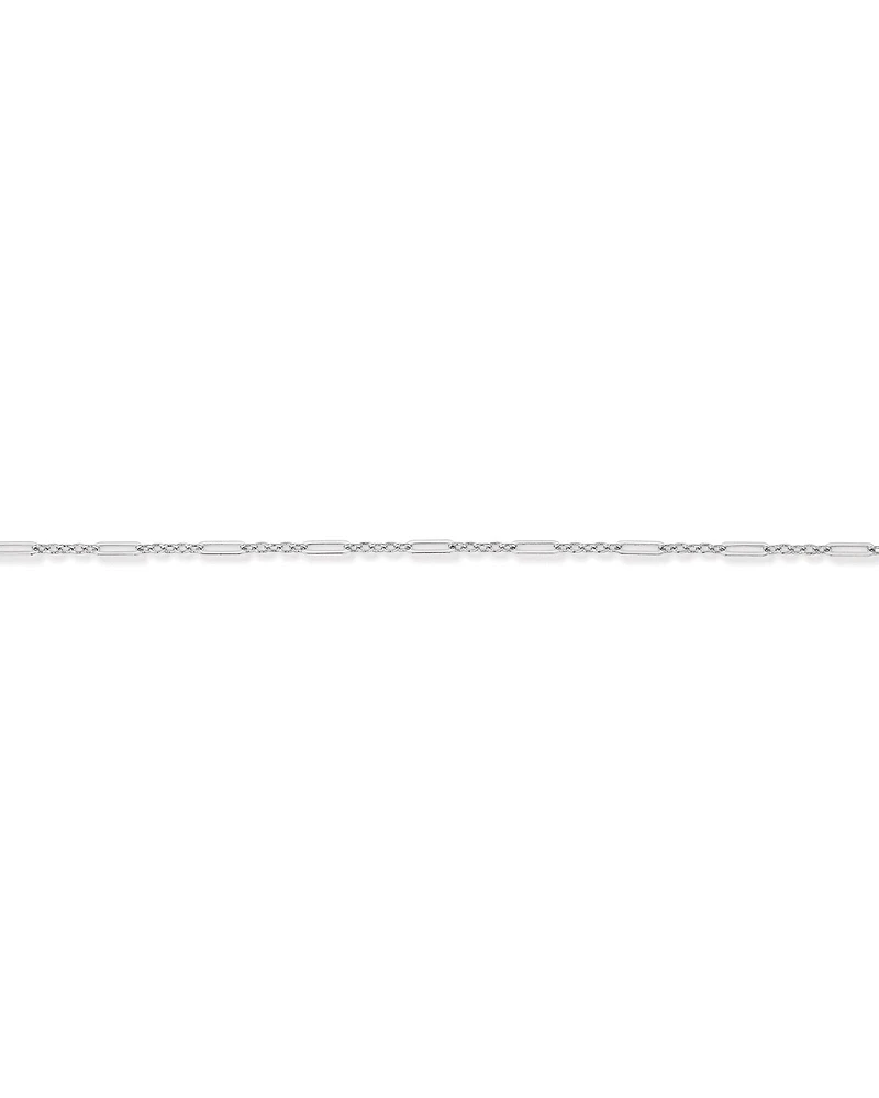 19cm (7.5") 3mm Width Fine Paperclip 3 and 1 Alternating Chain Bracelet in Sterling Silver