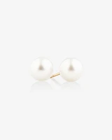 Stud Earrings with 7mm Round Cultured Freshwater Pearls in 10kt Yellow Gold