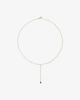 Pear Cut Purple Amethyst Gemstone and Diamond Lariat Necklace in 10kt Yellow Gold