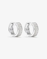 Reversible Huggie Earrings With Cubic Zirconia In Sterling Silver