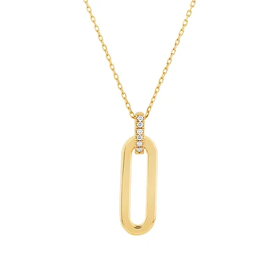 Paperclip Pendant with 0.02 Carat TW of Diamonds in 10kt Yellow Gold