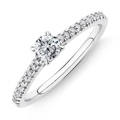 Engagement Ring with Carat TW of Diamonds in 14kt White Gold