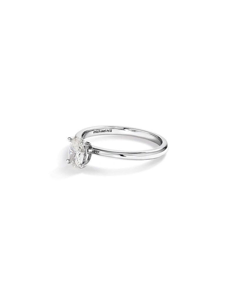 Bague de Fiançailles Solitaire en Diamant Taille Ovale 0,50 Carat TW en Or Blanc 14 kt