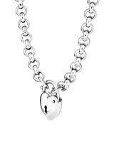 45cm (18") 5mm-5.5mm Width Heart Padlock Belcher Necklace in Sterling Silver