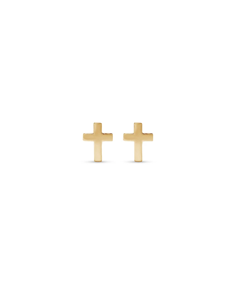 Cross Stud Earrings in 10kt Yellow Gold