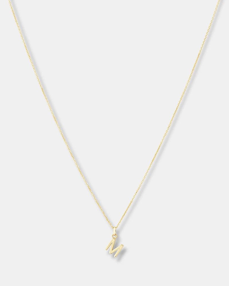 "H" Initial Pendant with Chain in 10kt Yellow Gold