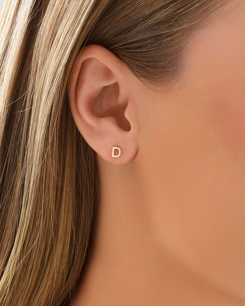 G Initial Single Stud Earring in 10kt Yellow Gold