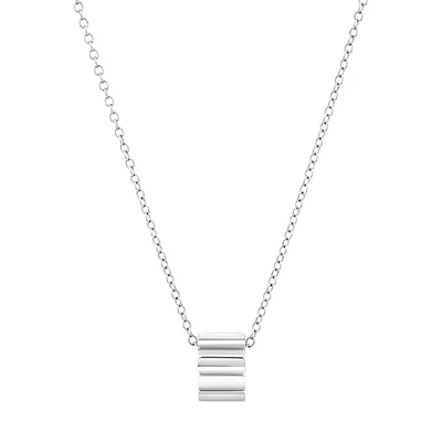 Ribbed Rondel Necklace in 10kt White Gold