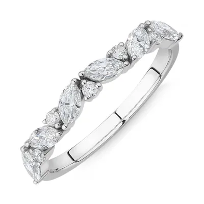 Wedding Ring with 0.56 Carat TW Diamonds 14kt White Gold
