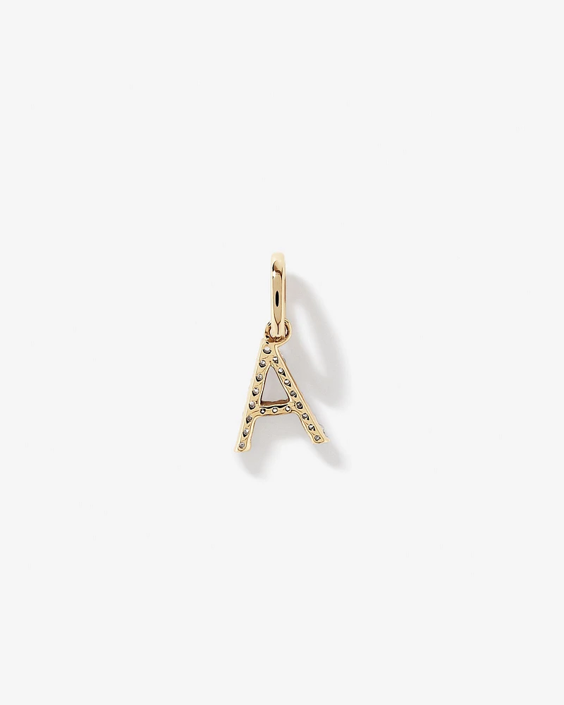 Diamond Letter A Initial Pendant in 10kt Yellow Gold