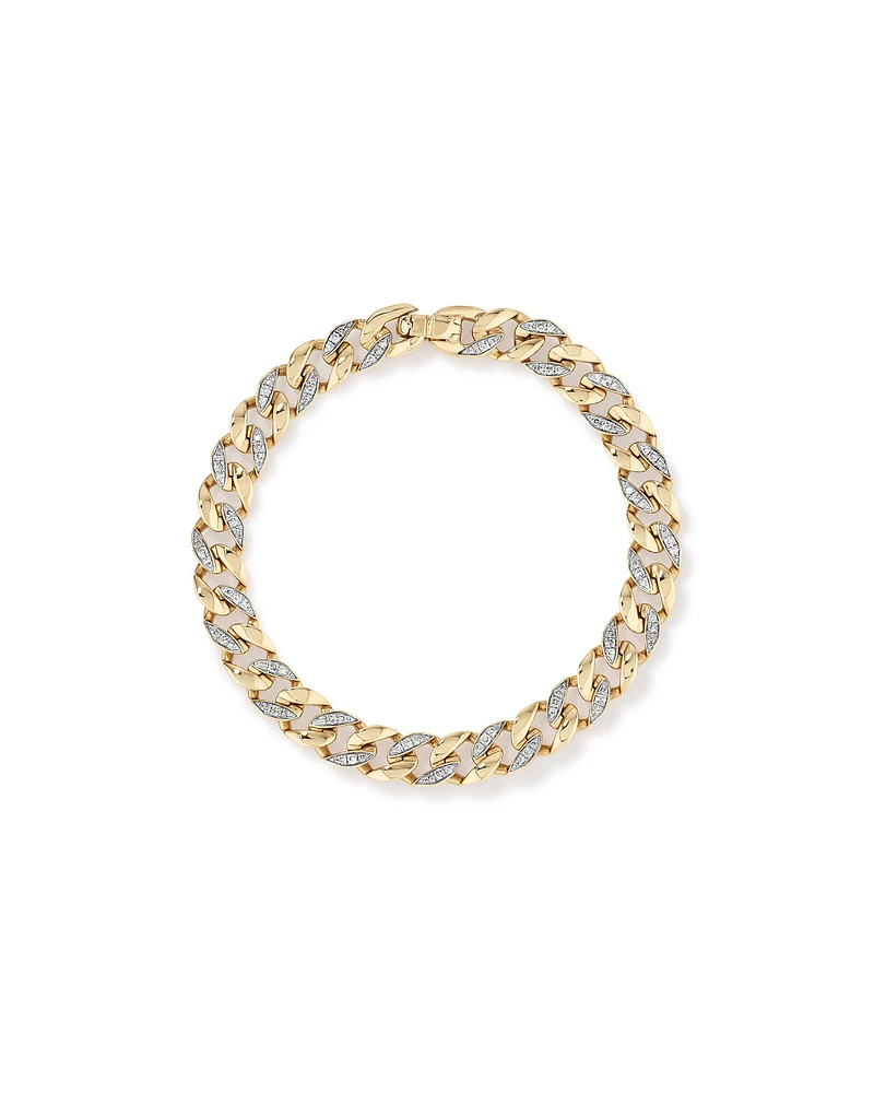 21cm (8.5") Cuban Link Bracelet with 1.00 Carat TW of Diamonds in 10kt Yellow Gold