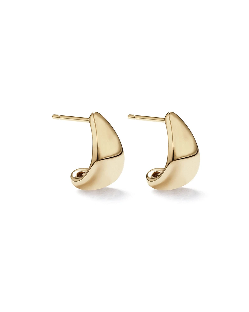 Polished Half Hoop Stud Earrings in 10kt Yellow Gold