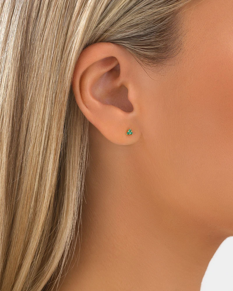 Trio Emerald Earrings in 10kt Yellow Gold