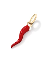 Red Cornicello Pendant in Sterling Silver and 10kt Yellow Gold