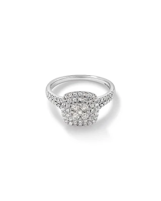 0.65 Carat TW Cushion Cluster Halo Diamond Ring in 10kt White Gold