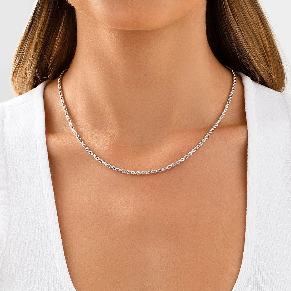 45cm (18")  2.5mm Rope Chain in 10kt White Gold