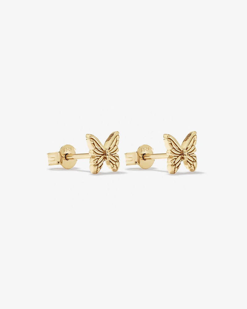 Butterfly Stud Earrings in 10kt Yellow Gold