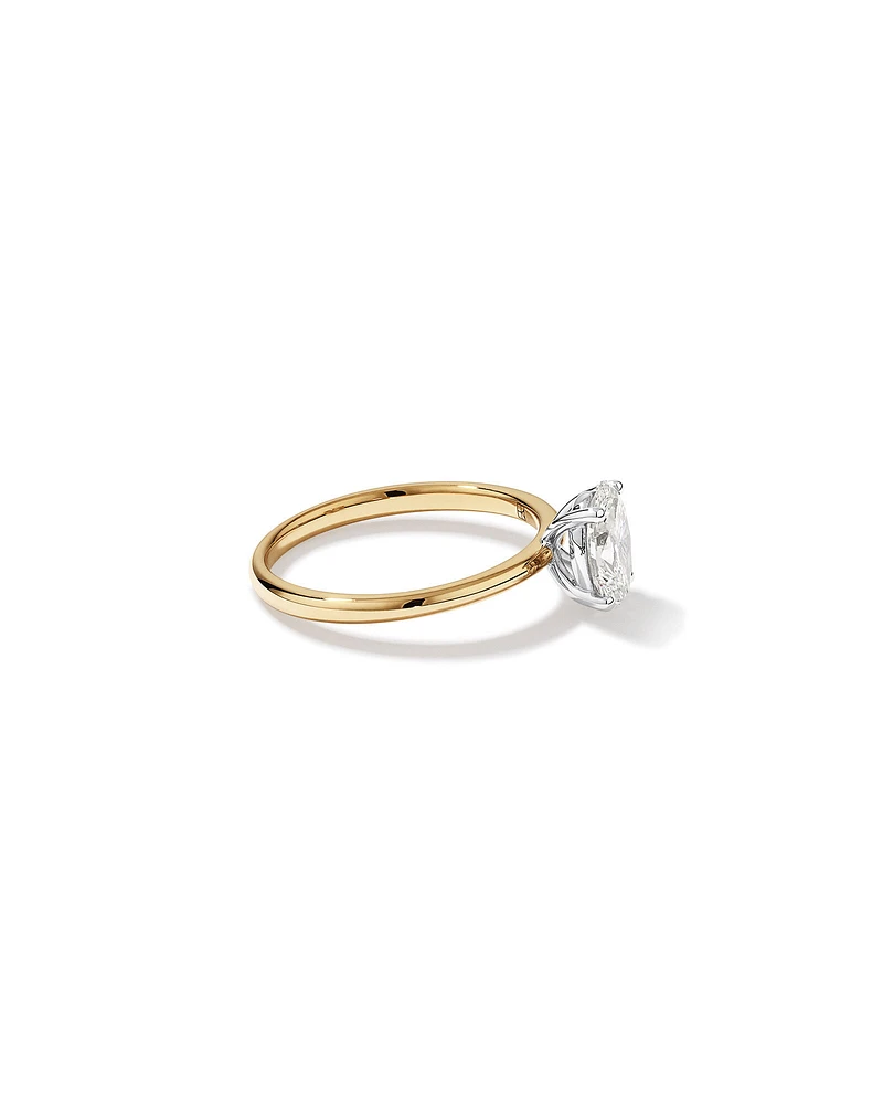 Bague solitaire en diamant canadien ovale 1,00 carat poids total en or blanc 18 kt