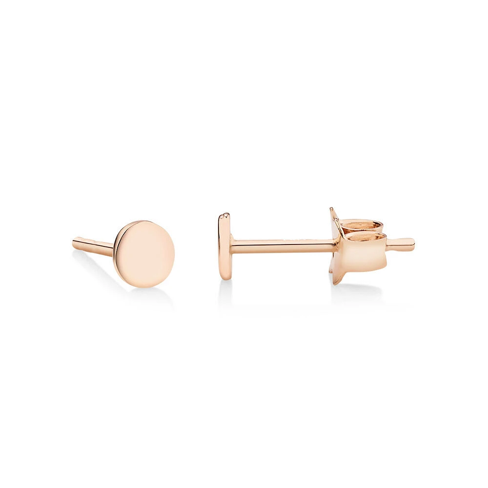 4mm Circle Stud Earrings in 10kt Rose Gold