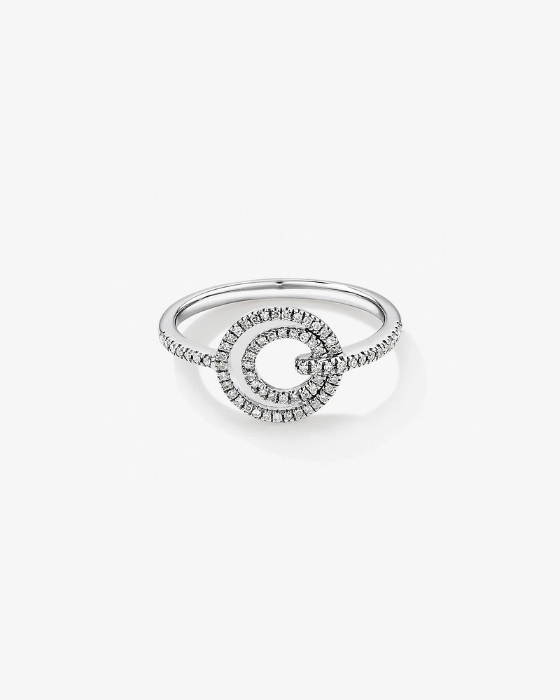 Bague double cercle en diamant en argent sterling