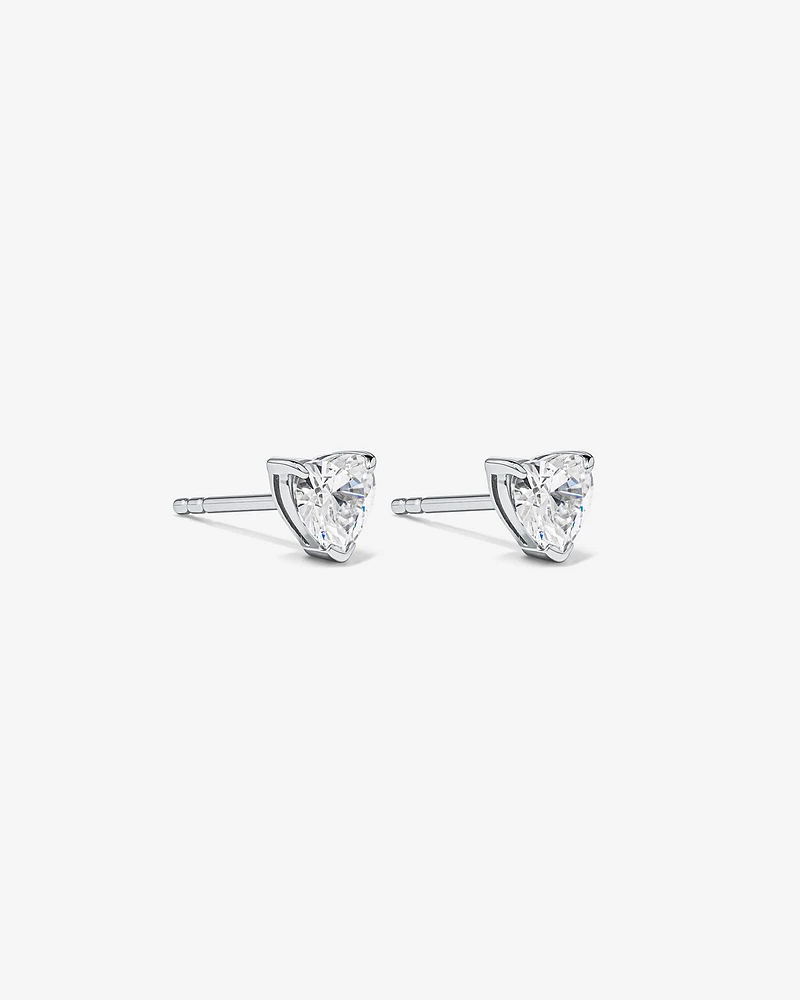 Cubic Zirconia Heart Stud Earrings and Necklace Set in Sterling Silver