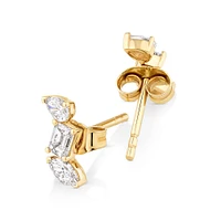 0.44 Carat TW Fancy Cut Stacked Laboratory-Grown Diamond Stud Earrings in 10kt Yellow Gold