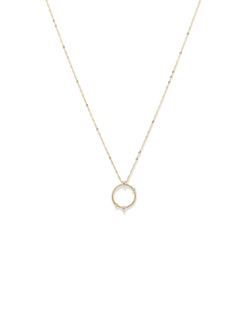 Collier cercle serti de diamants en or jaune 10kt