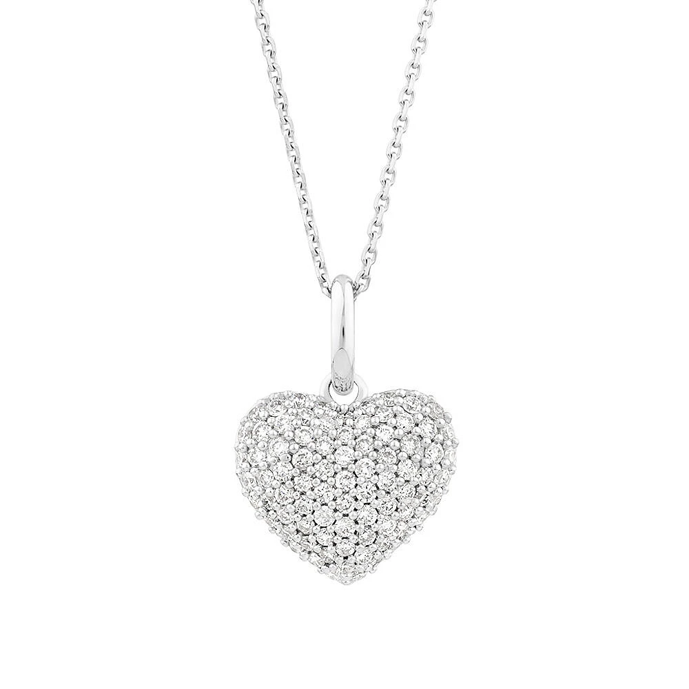 Pave Heart Pendant with 0.39 Carat TW of Diamonds in 10kt White Gold