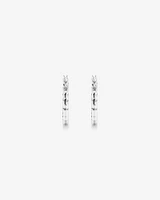 Diamond Cut Texture Hoop Earrings in Sterling Silver