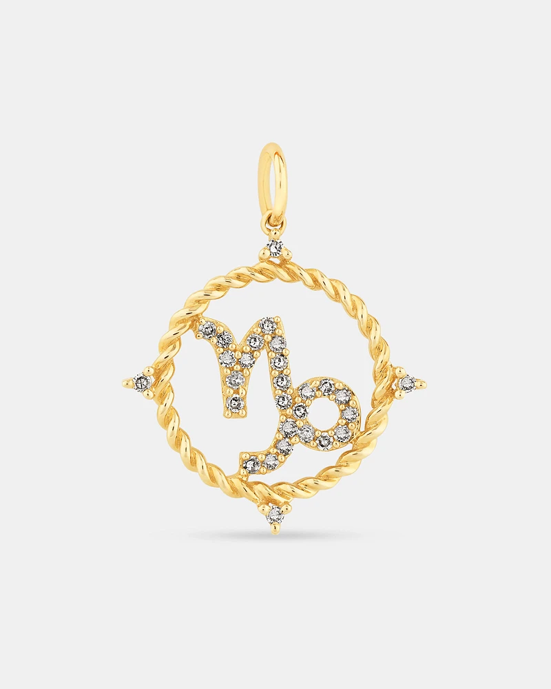 Capricorn Zodiac Pendant with 0.20 Carat TW of Diamonds in 10kt Yellow Gold