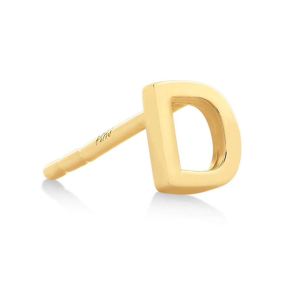 G Initial Single Stud Earring in 10kt Yellow Gold