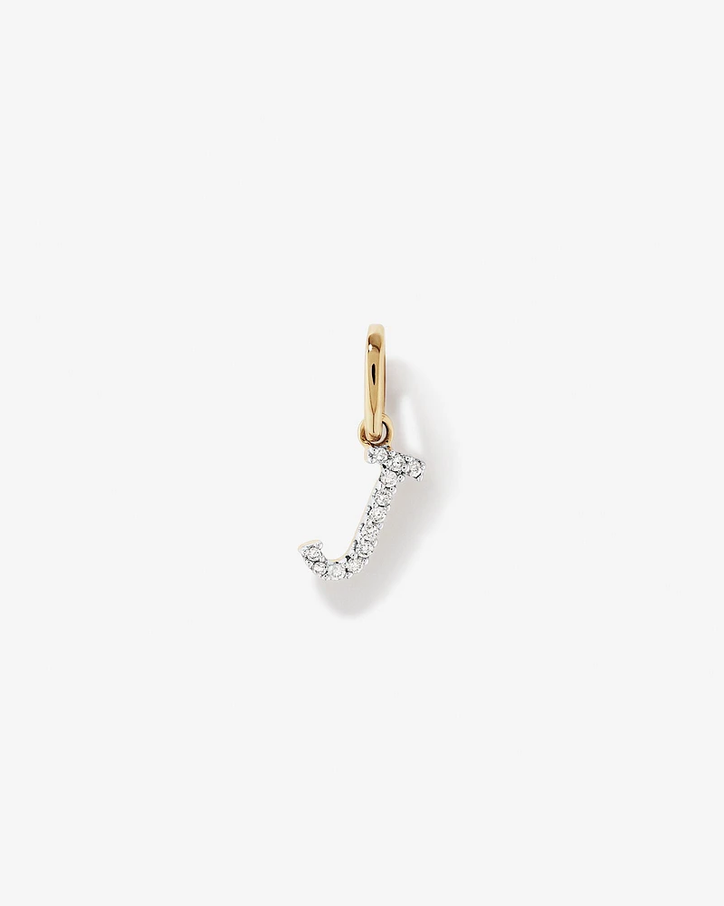 Diamond Letter J Initial Pendant in 10kt Yellow Gold