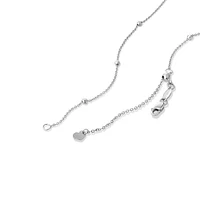 Collier à chaîne et station de perles en or blanc 10 carats