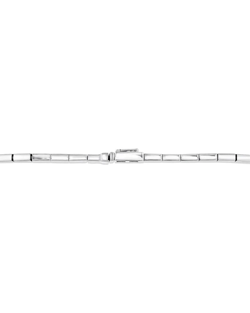 Rectangular Link Metal Tennis Bracelet in Sterling Silver