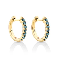 London Blue Topaz Huggie Hoop Earrings in 10kt Yellow gold