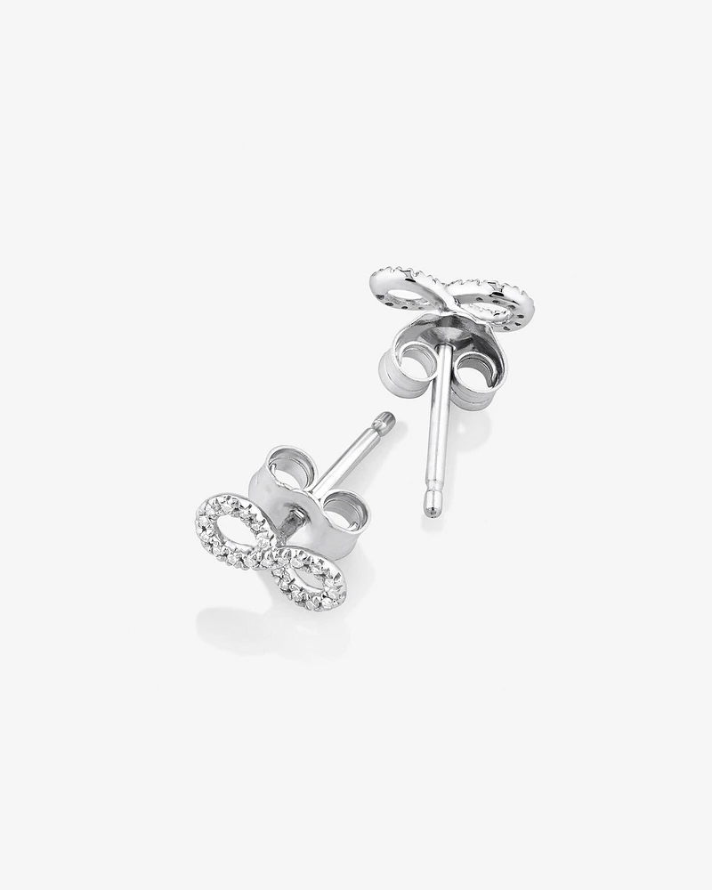 Boucles d'oreilles en argent sterling à diamants Mini Infinity