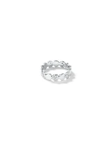 Cubic Zirconia Alternating Heart Ring Sterling Silver