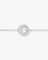 Fine Double Circle Diamond Bracelet in Sterling Silver