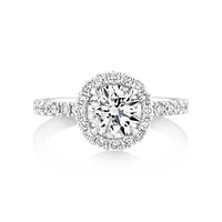 1.79 Carat TW Laboratory-Grown Diamond Round Brilliant Halo Ring in 14kt White Gold