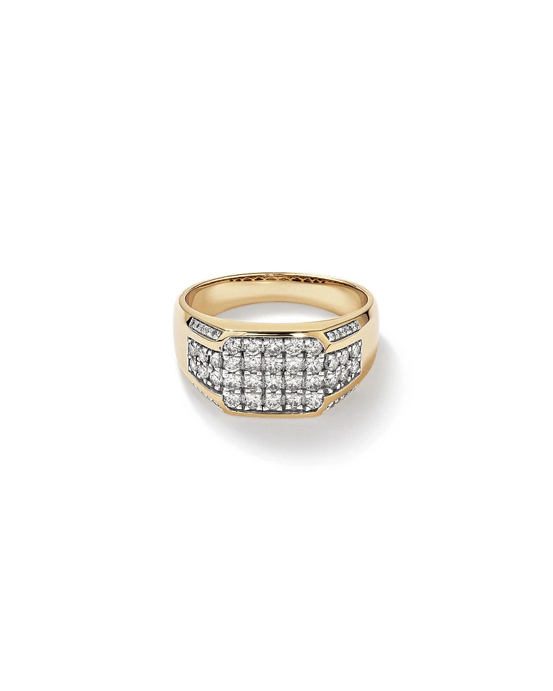 Bague en or blanc et jaune 10 K avec diamants totalisant 1 ct pour homme