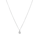 Pear Cubic Zirconia Halo Pendant Necklace in Sterling Silver