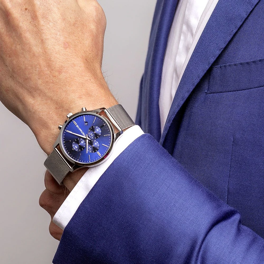 Men's Chronograph Watch in Blue & Rose Tone Stainless Steel