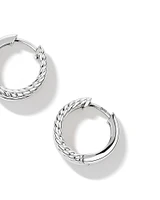 Textured Double Huggie Earrings in Sterling Silver