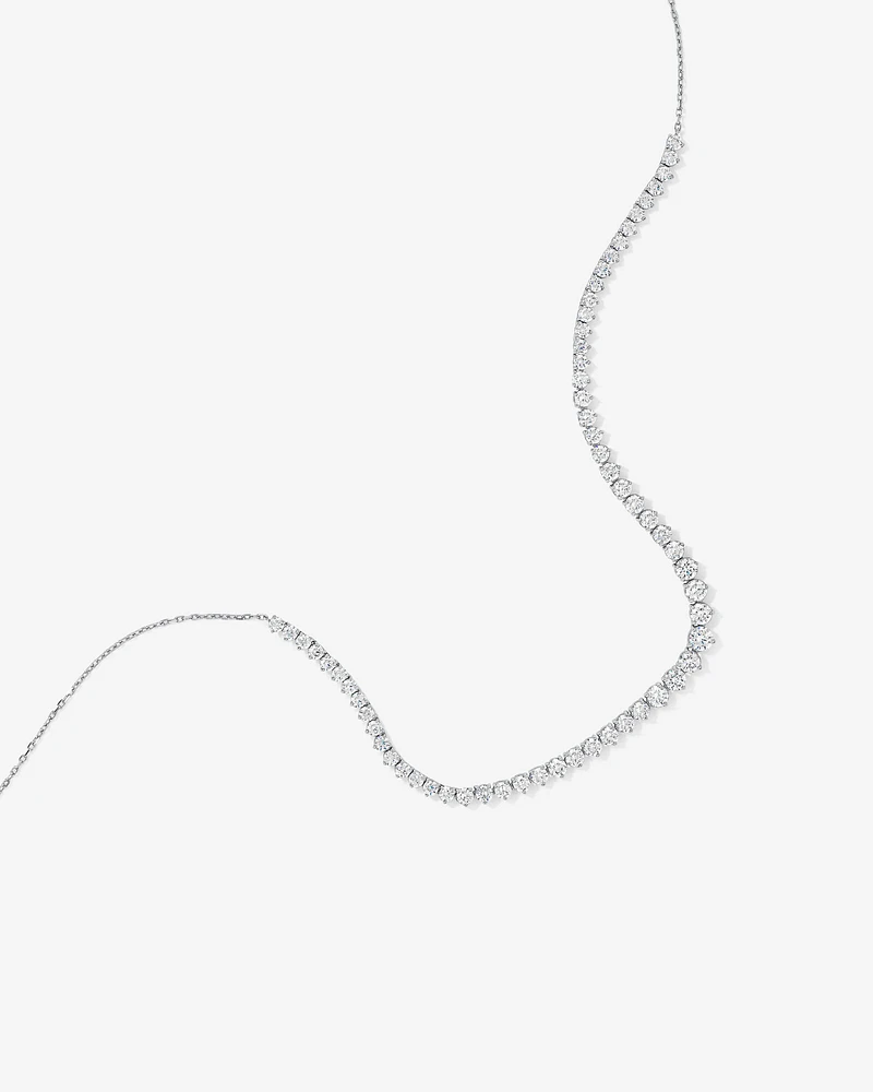 Cubic Zirconia Tennis and Cable Chain Necklace in Sterling Silver